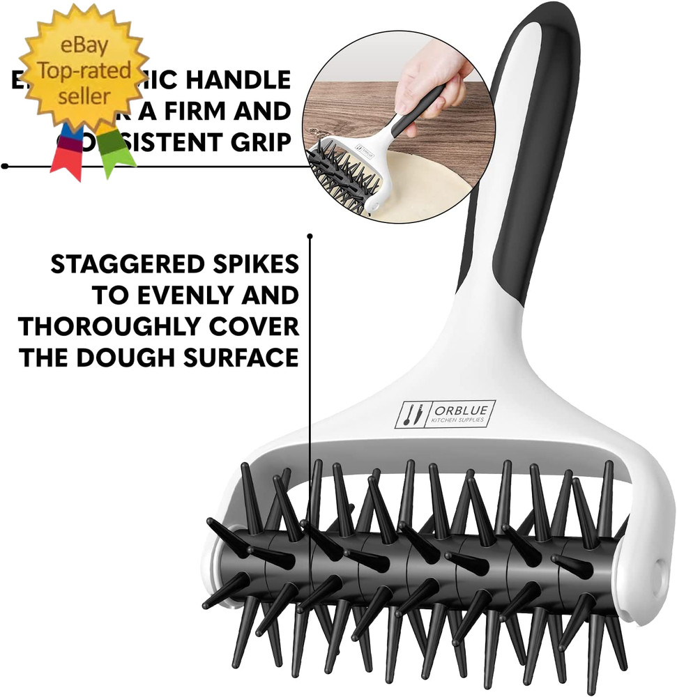 Pizza Dough Docker Pastry Roller with Spikes, Pizza Docking Tool for Home & Comm