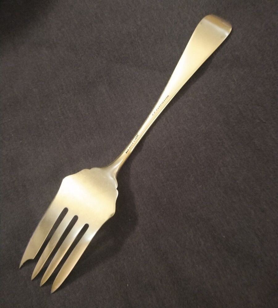 silverplated COLD MEAT (serving) FORK fancy beaded SHELL PATTERN Jarvis & Son