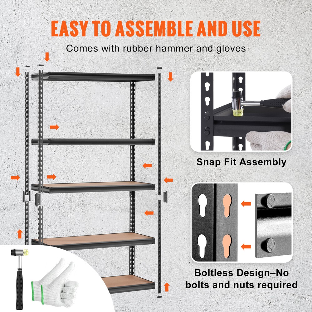 Storage Shelving Unit Garage Storage Rack 5-Tier Adjustable 2000 lbs Load