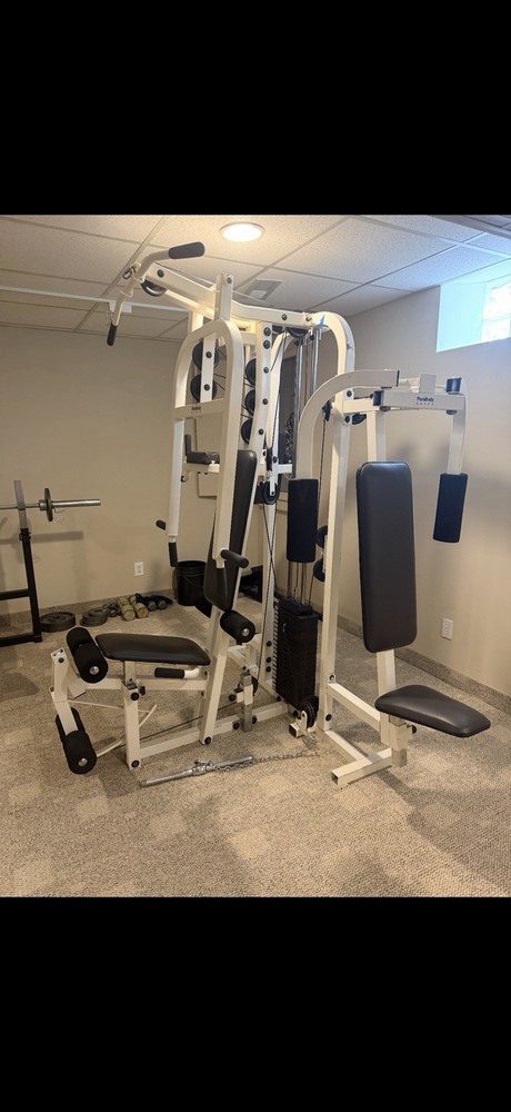 Multi-Station Strength Training Home Gym White/Black Adjustable