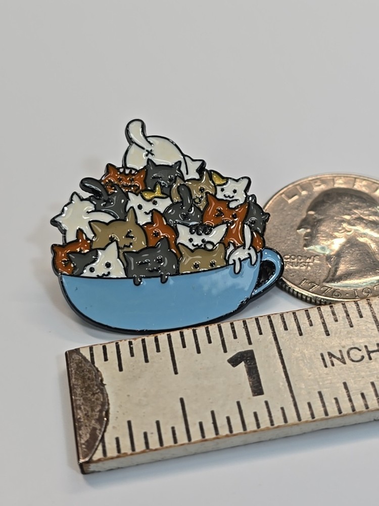 Cup Of Cats Lapel Pin