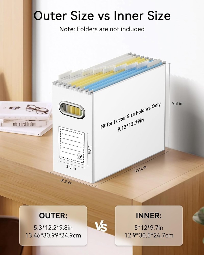 Versatile 2-Pack File Organizer Boxes for Letter Size Folders - Modern Design