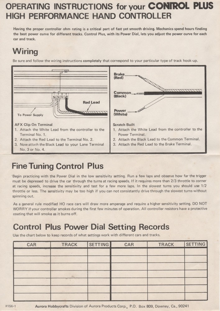 2pc 1974 Aurora Control Plus AFX HO Slot Car High Quality Speed Controller 1335