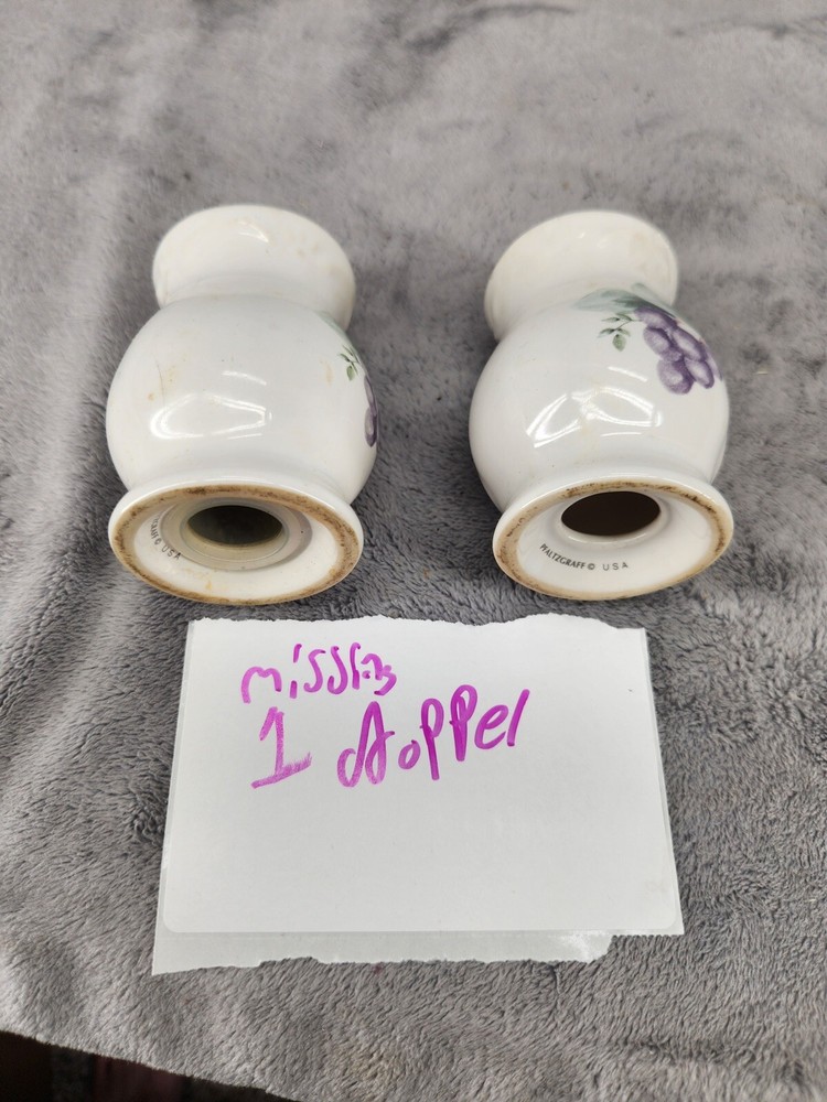 Pfaltzgraff Grapevine Salt & Pepper Shakers Missing 1 Stopper