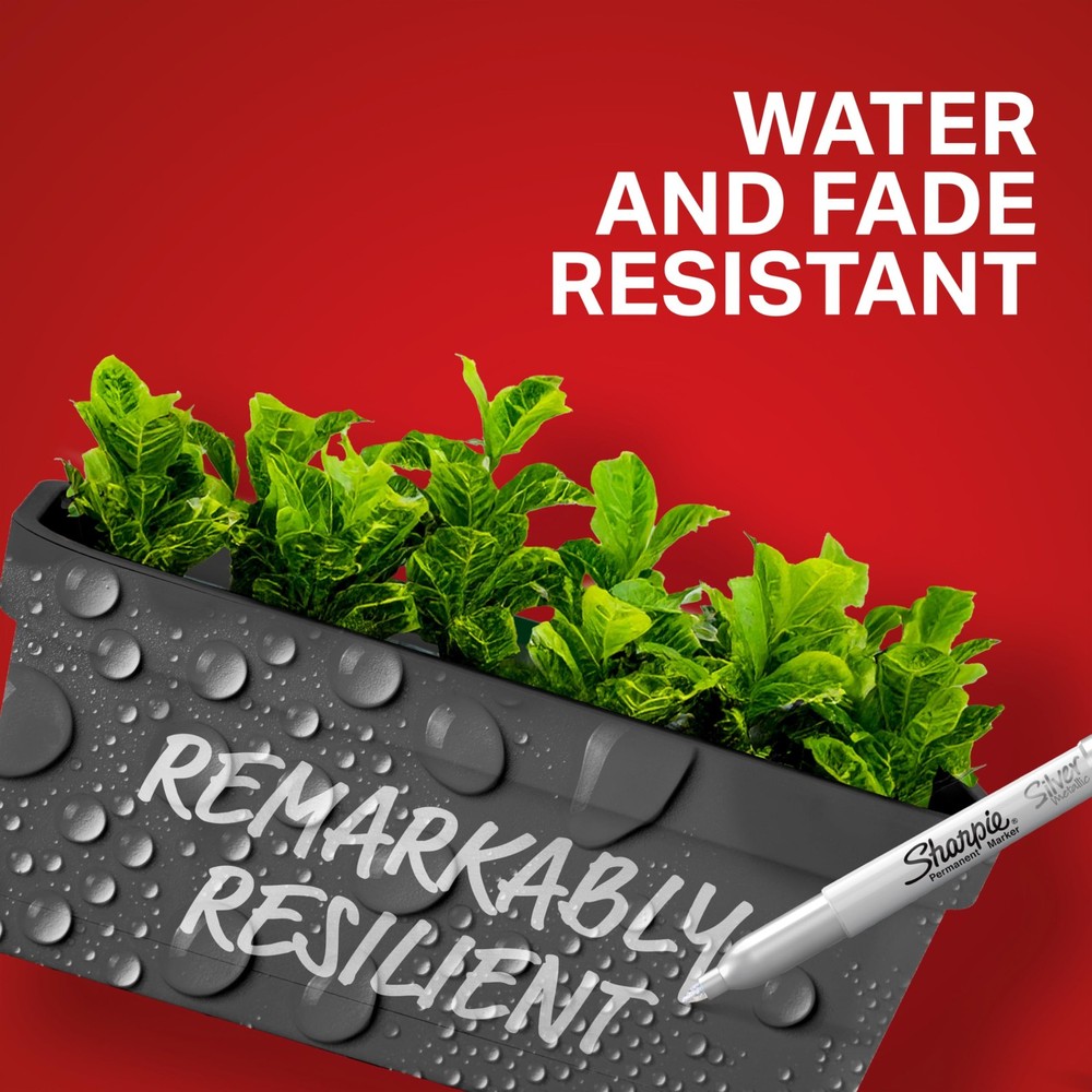 Sharpie Metallic Permanent Markers, Fine 2 Count Silver, 2 Silver