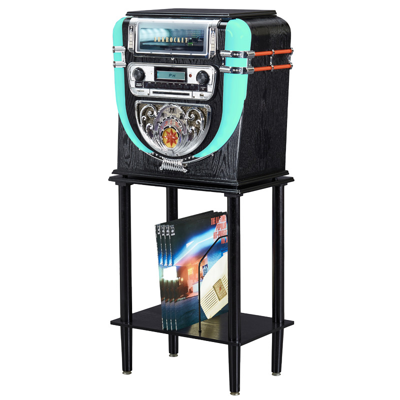 Arkrocket Boston Tabletop Jukebox Record Player Entertainment System w/ Stand