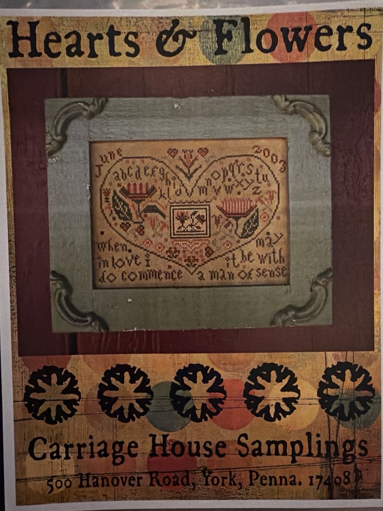 Carriage House Samplings Hearts & Flowers Cross Stitch Pattern Sampler
