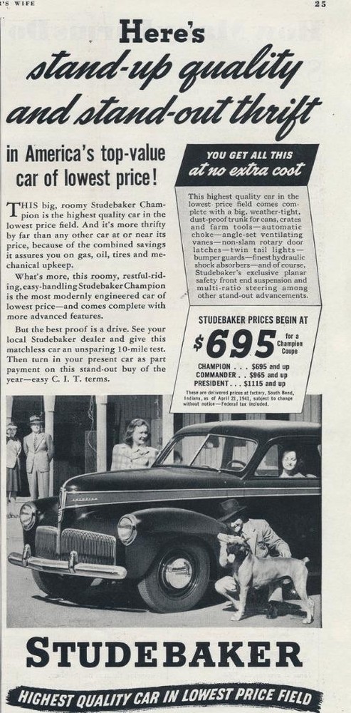 Magazine Ad - 1941 - Studebaker Champion - World War II - (#2)