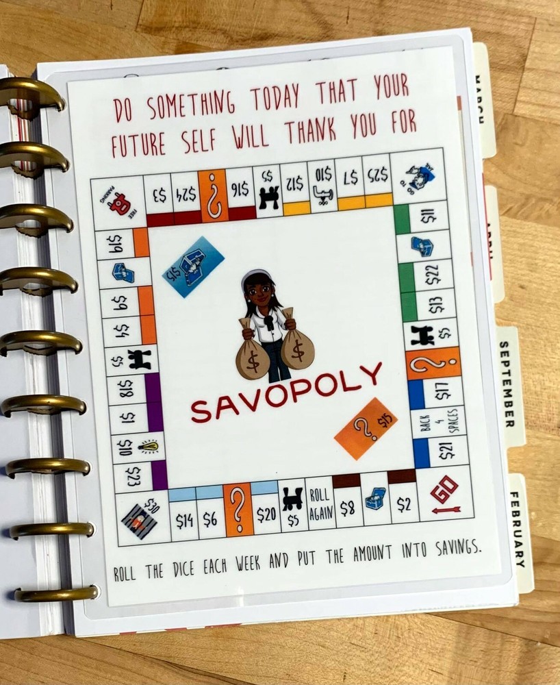 Savopoly Money Saving DASHBOARD 4 use w/ Classic HAPPY Planner~