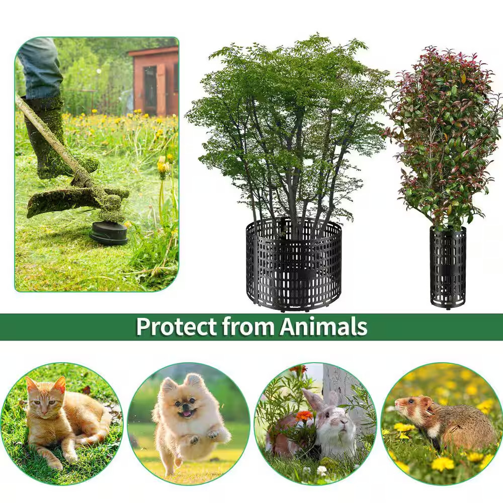 15 In. Black Plastic Tree Guard Tree Protector Expandable Ventilated Plant Suppo