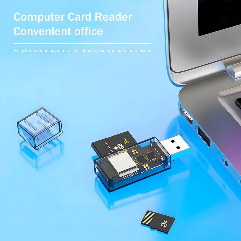 2 Pack USB SD Card Reader for PC, Micro SD Card to USB Adapter, Dual USB and ...