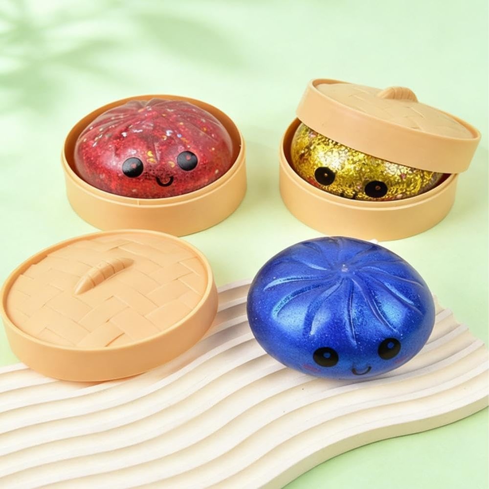 Dumpling Squishies,Glitter Dumpling, Glitter Squishy with Small, White