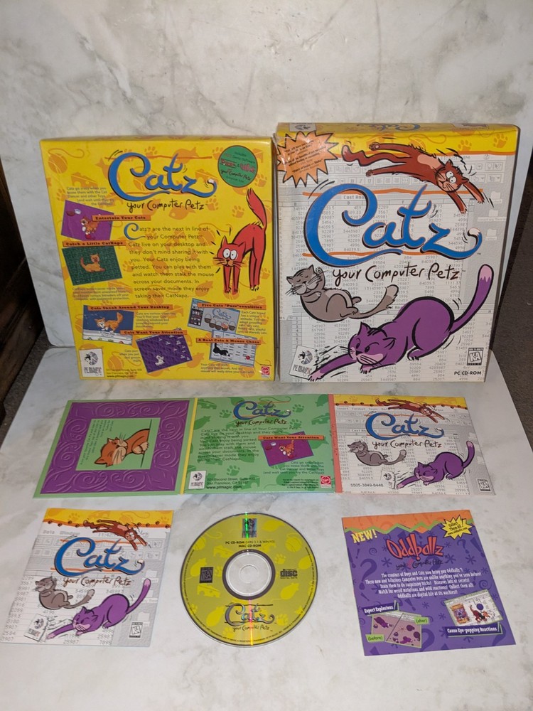 Catz Your Virtual Petz PC Mac CD ROM 1997 BIG BOX Computer Software