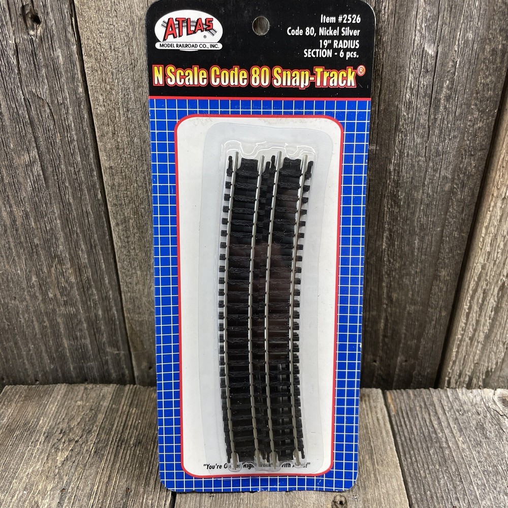 Atlas #2526 - 19" Radius Curve Track Sections N Scale Code 80 Rails 6 pack - NEW
