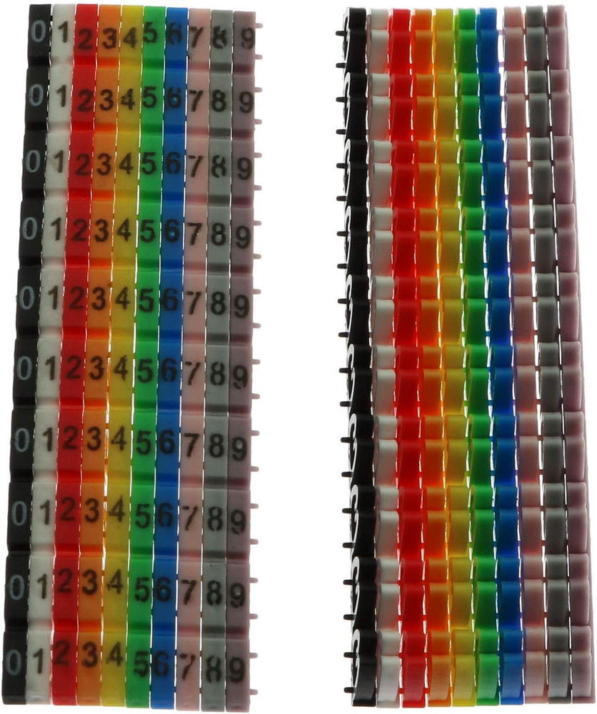 200PCS 0-9 Coded Clip on Plastic Cable Identification Wire Marker Number Tag Lab