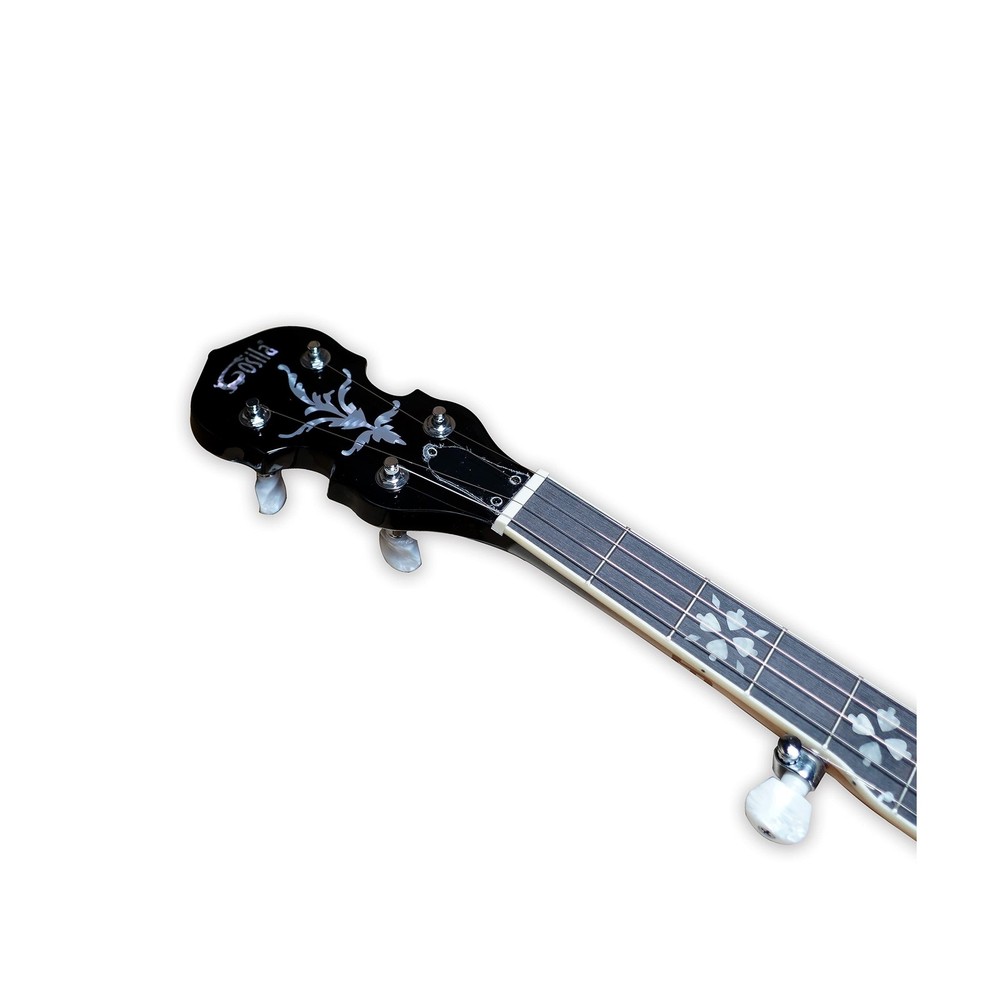 5 String Full Size Banjo Solid Back with beginner Kit Remo Head Coated Top Eu...