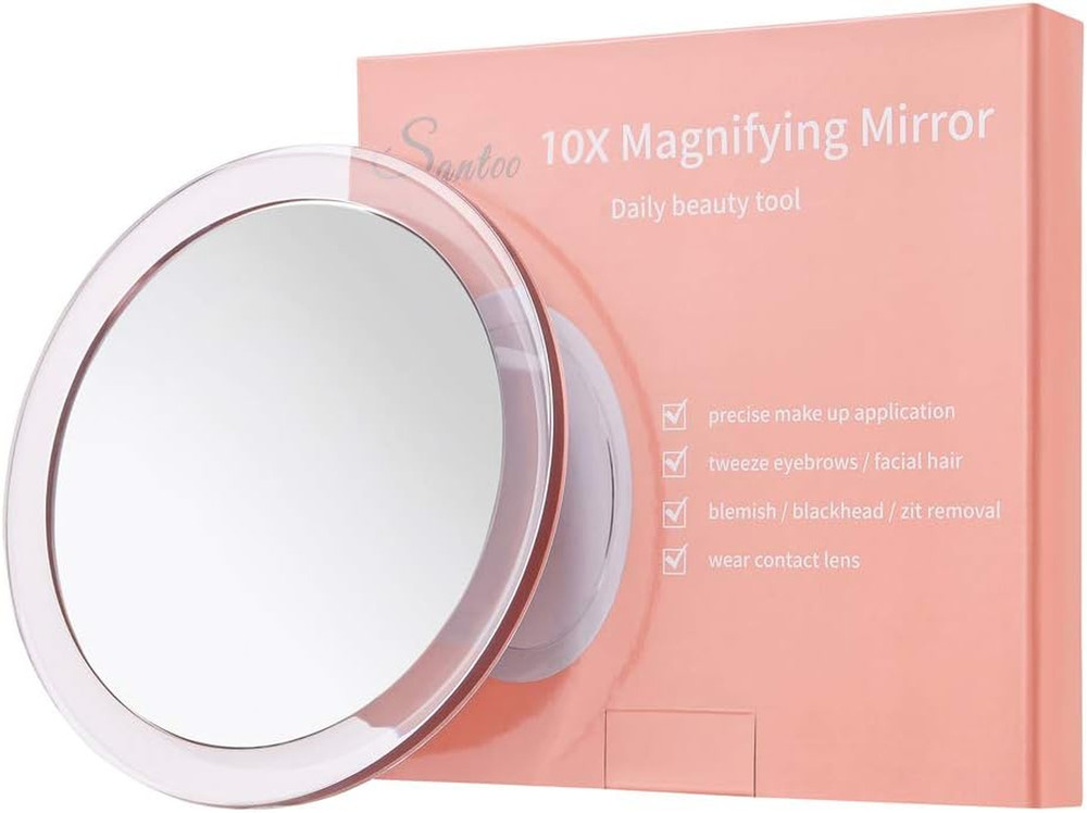 10X Magnifying Mirror - with 3 Mounting Suction Cups - Used for Precise Makeup -