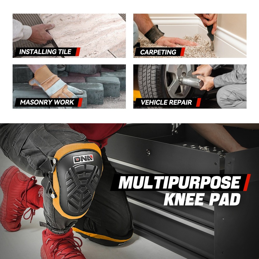 Pair Construction Work Gardening Knee Pads w/ Adjustable Easy-Fix Clips Orange