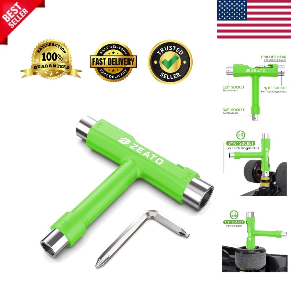 All-in-One Skate Tools Multi-Function Portable Skateboard T Tool Accessory wi...