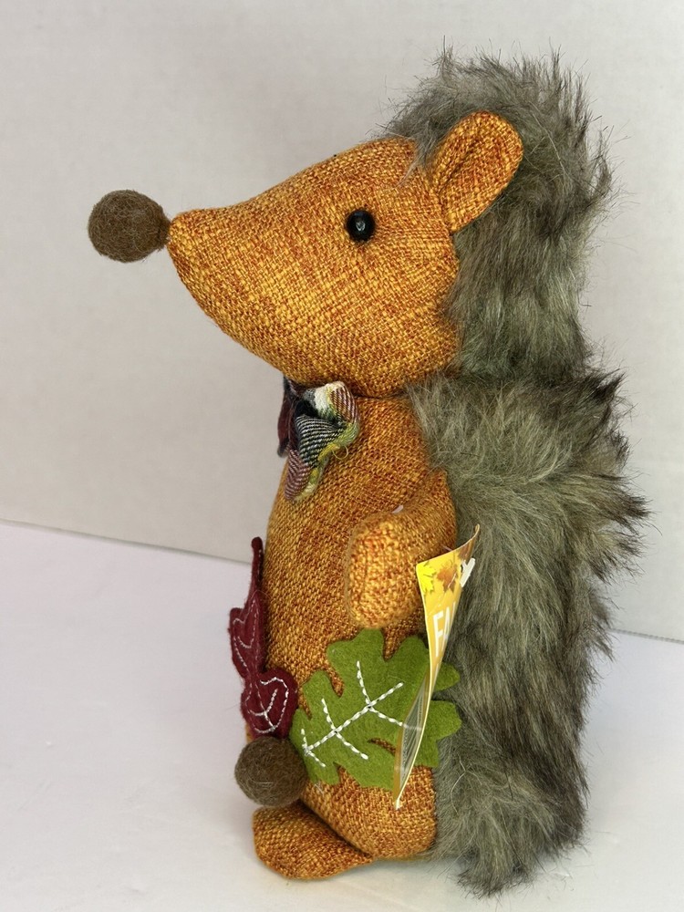 Fall Decor Hedgehog Thanksgiving Stuffed Weighted Bottom 9”
