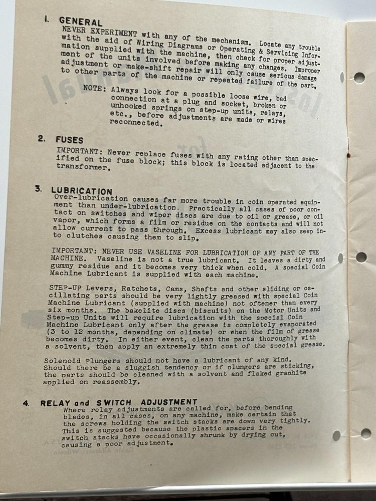 ORIGINAL-WILLIAMS-GRIDIRON-INSTALLATION & OPERATIONS PROCEDURES-SCHEMATICS