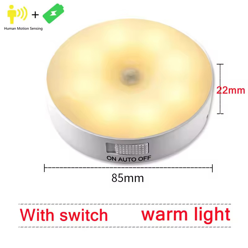 LED Motion Sensor Under Cabinet Closet Light USB Rechargeable Kitchen Lamp