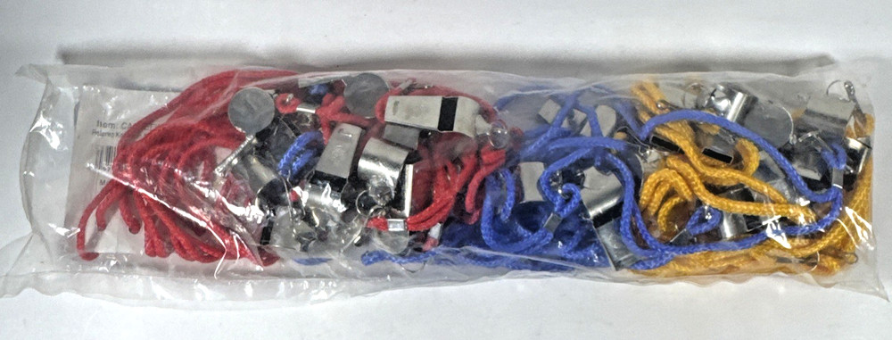 24 Champion Referee Whistles with Necklace