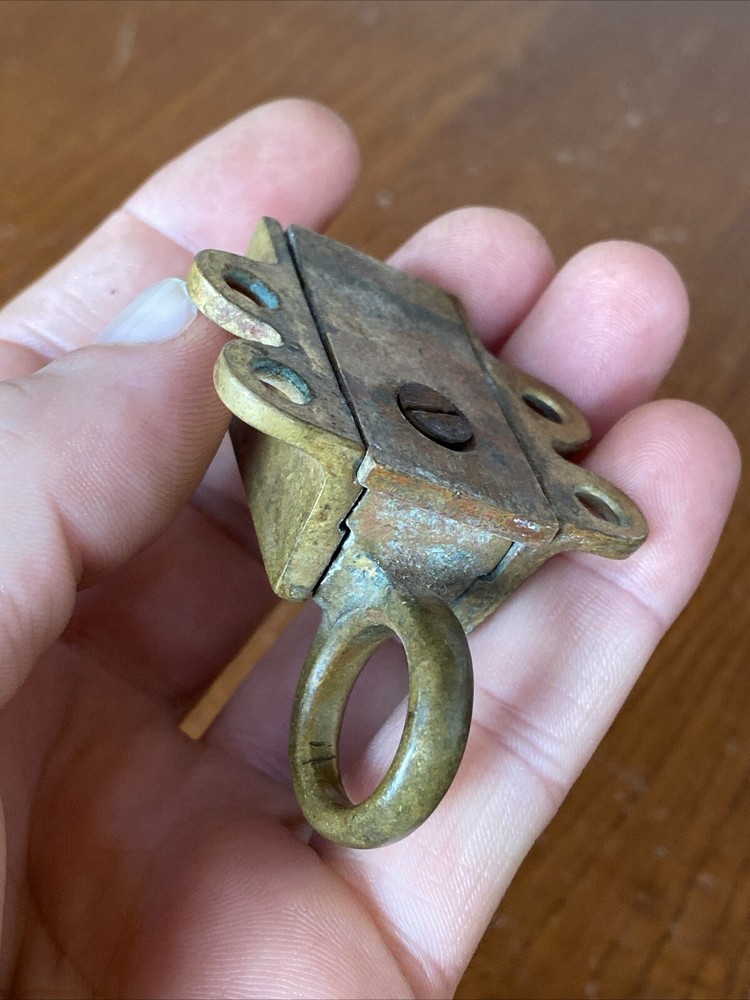 Antique Brass Pull Ring Transom Window Latch Catch Awning Sash Lock Finger Loop