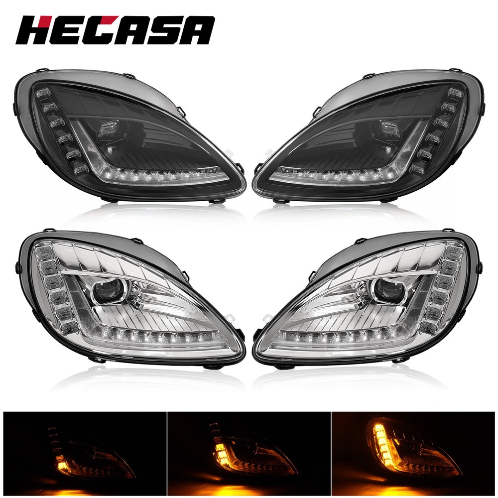 Black/Chrome LED Sequential Projector Headlight For Chevy Corvette C6 2005-2013