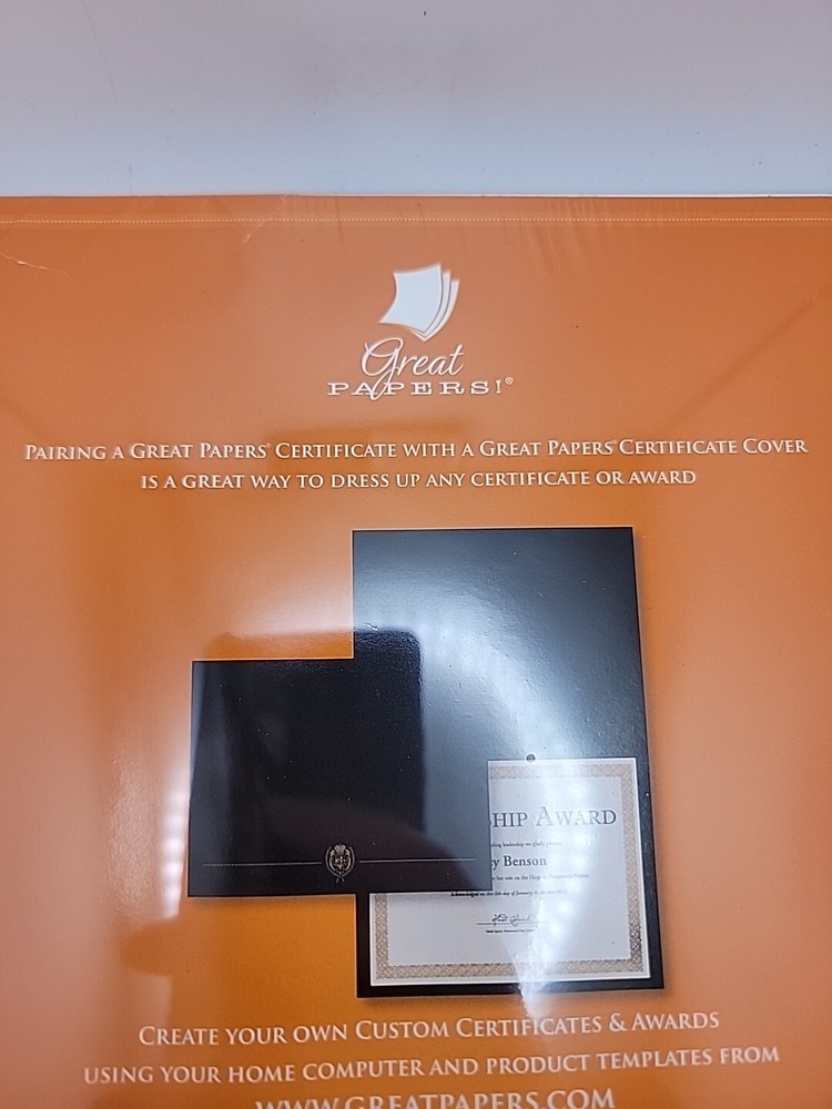Great Papers! Black Classic Crest Certificate Cover; 5 ct.