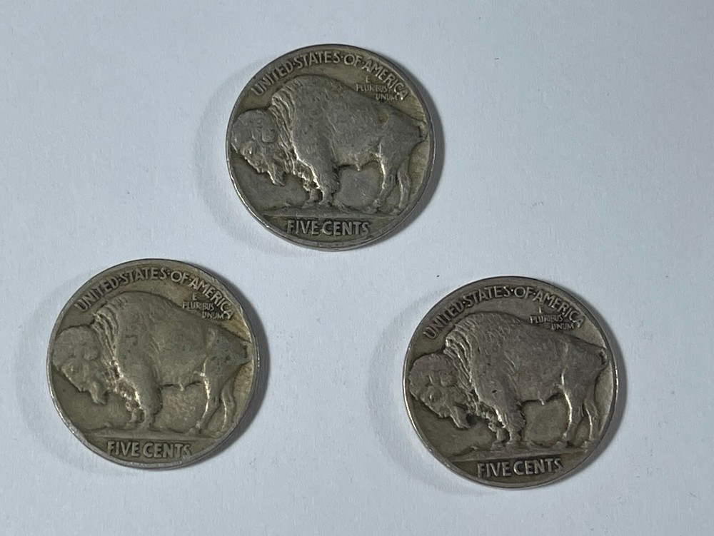 Errors 1926 Buffalo 5C (#20711) Obv Die issues 3 pcs