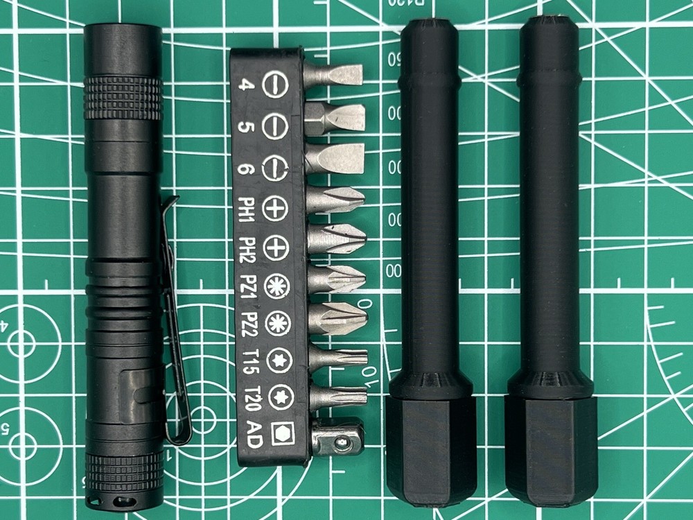 For/Multitool/EDC Tool. -2 Bit Holders-Bit Set- and -Flashlight-