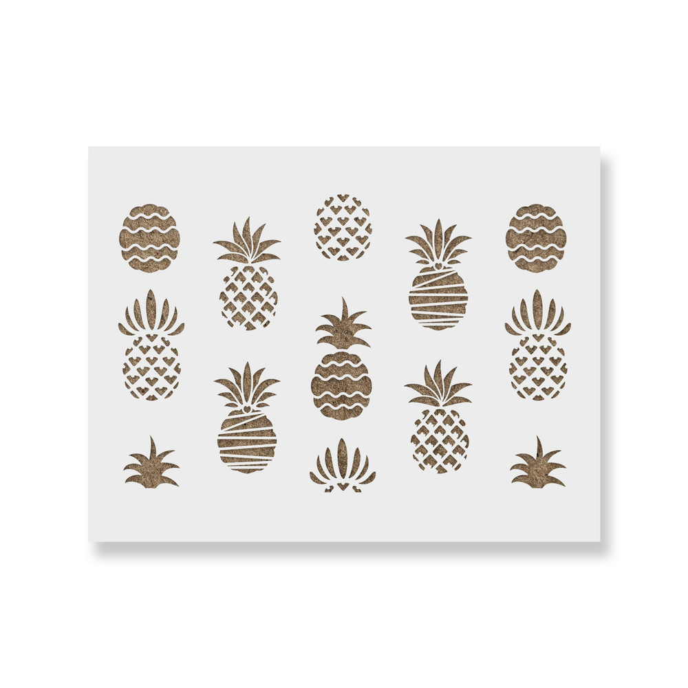 Styled Pineapple Pattern Wall Stencil - Durable & Reusable Mylar Stencils