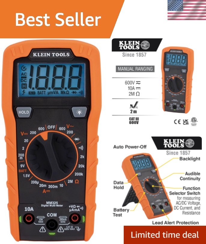 Pro-Grade Digital Multimeter for 600V Voltage Testing & Battery Diagnostics