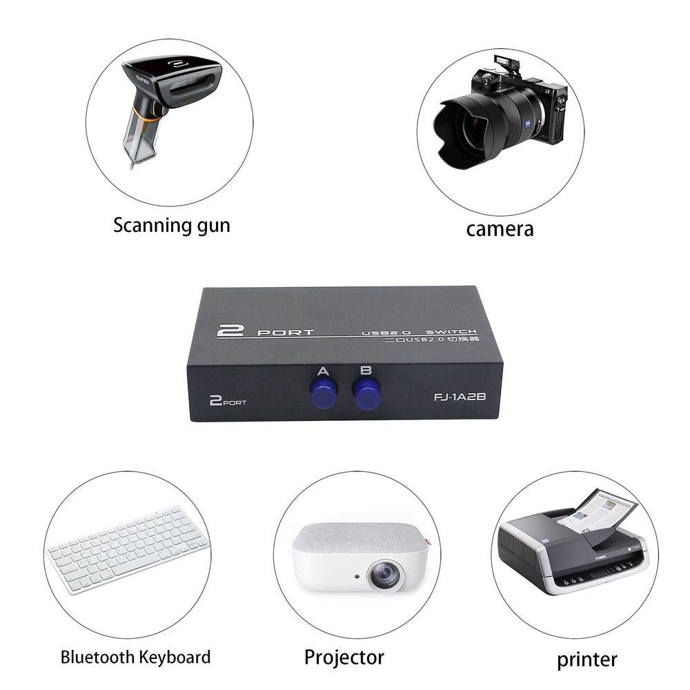 Printer Sharing Adapter 2Port USB 2.0 Switch 2 Computers 2 Pack Male Cable