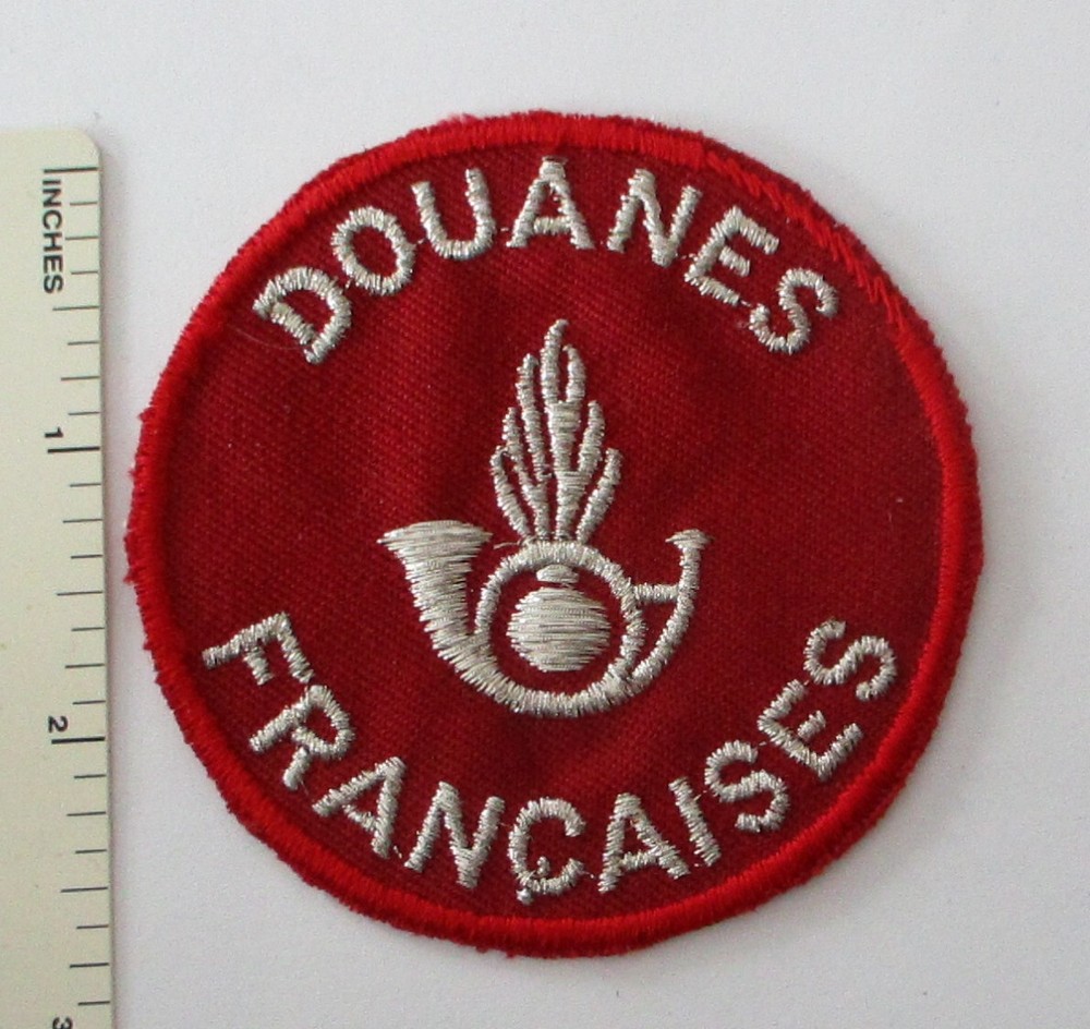 FRENCH DOUANES FRANCAISES PATCH Insignia Silver Flatwire