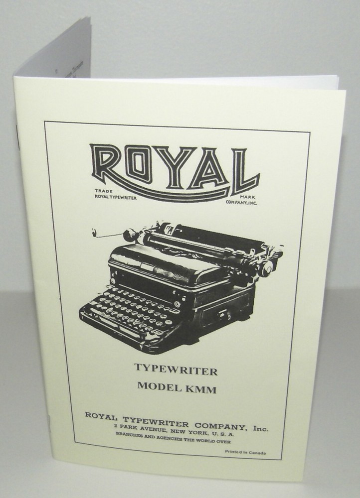 ROYAL  KMM TYPEWRITER INSTRUCTIONS REPRODUCTION