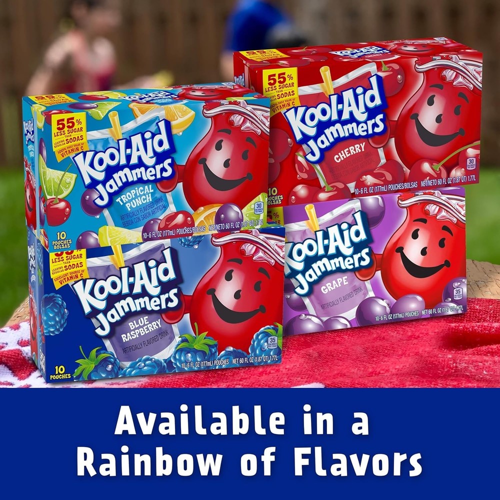 Jammers Blue Raspberry Flavored Drink, 6 Fluid Ounce, 10 Pack Pouches
