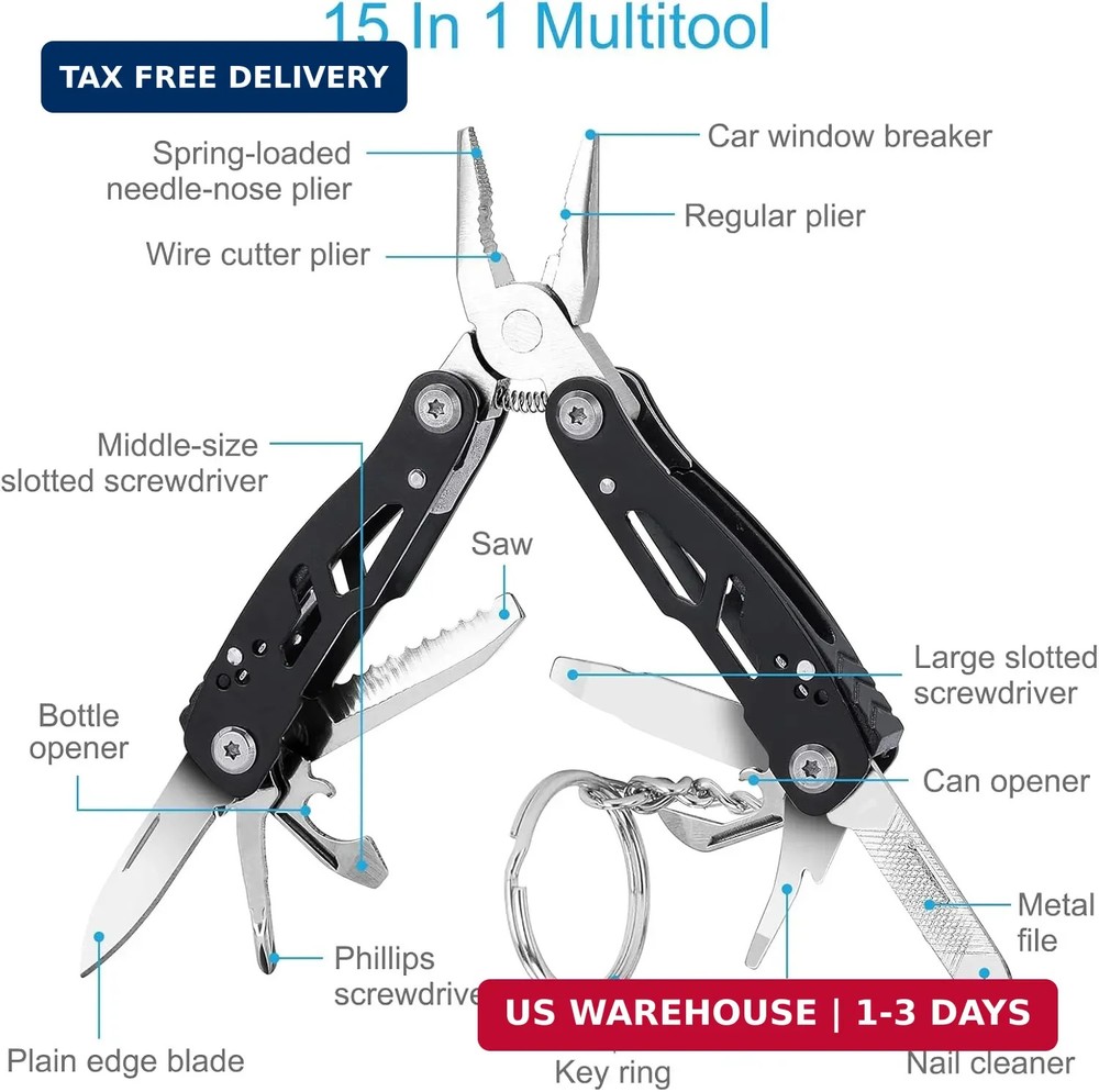 2PCS Bovgero Mini Multitool Pliers 15 in 1, Handmade Multi Tool Plier, Premium