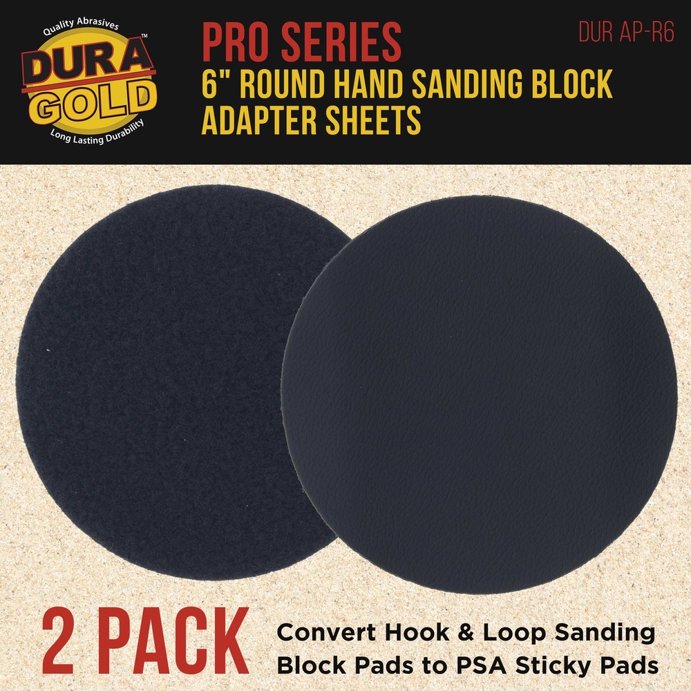 6" Round Hand Sanding Block Adaptor Sheets, Convert Hook and Loop to PSA Sticky