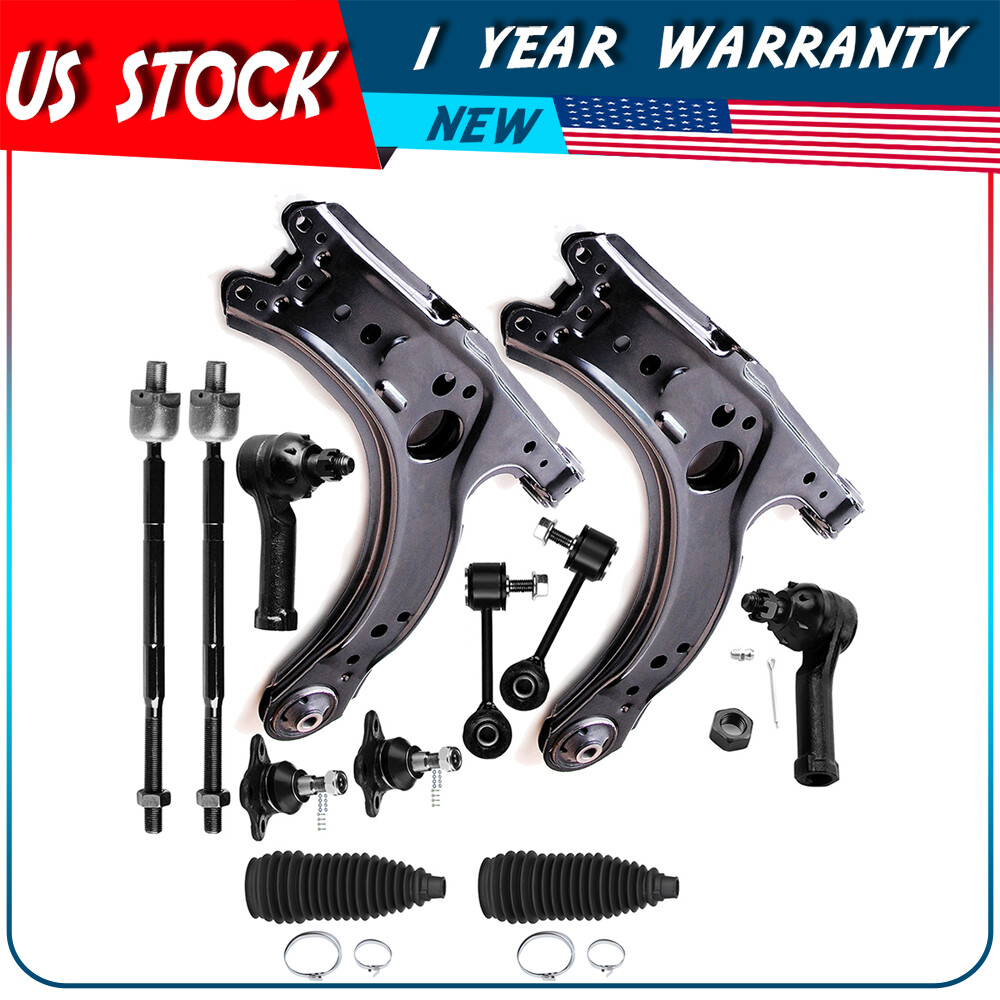 12pcs Front Lower Control Arm Tie Rod End Sway Bar For 1999-2006 Volkswagen Golf