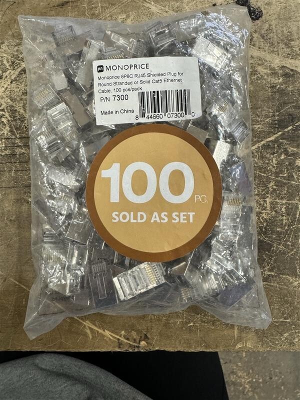 Monoprice 8P8C RJ45 Shielded plug for Round Stranded or Solid Cat5 Ethernet