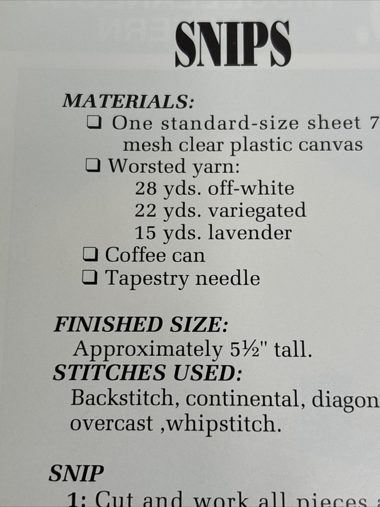 Snips Holder Annie's Attic Plastic Canvas Pattern