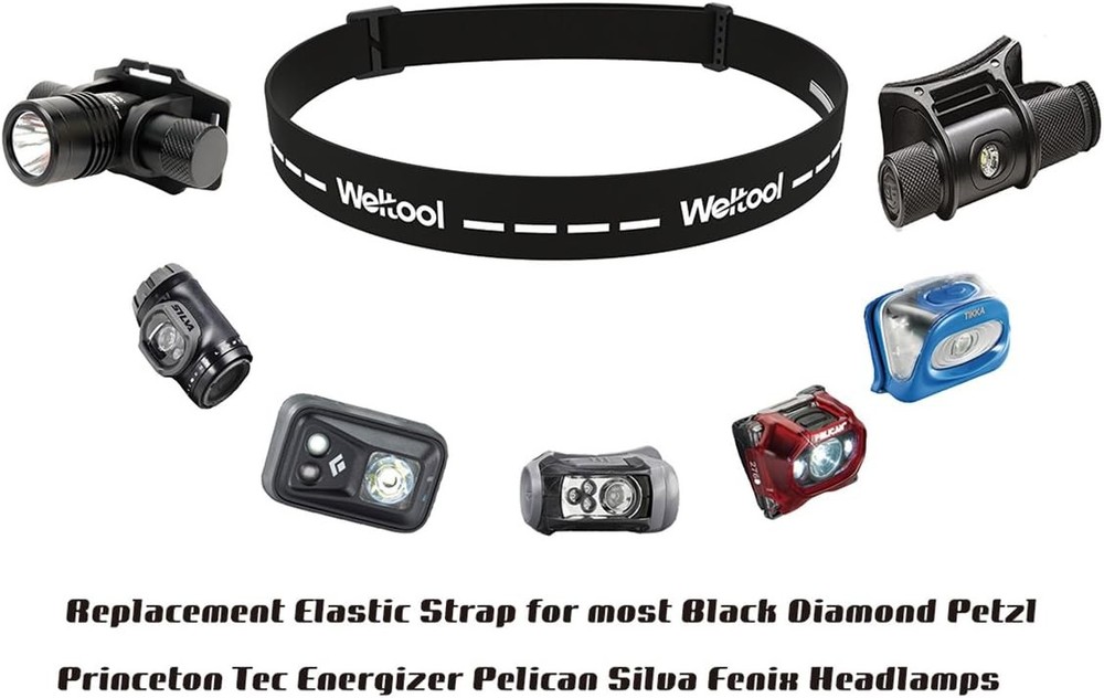 Weltool Elastic Headlamp Strap Replacement Headband for Most Black
