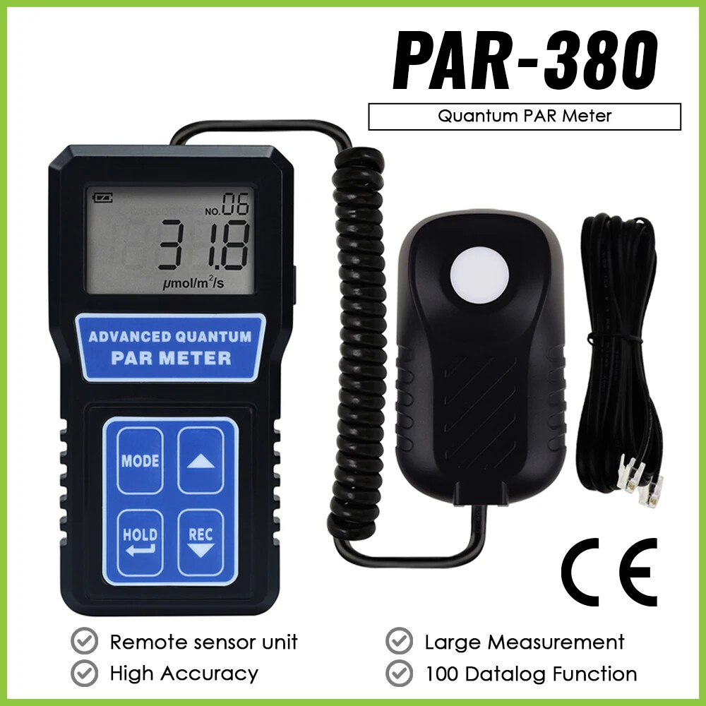 PAR Meter Light Tester PPFD Photosynthesis Quantum Meter Wavelength W/ Sensor