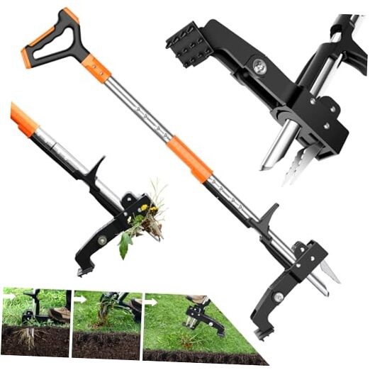 Weed Puller Tool, Heavy Duty Stand Up Weed Puller with 39.3" Long Handle Orange