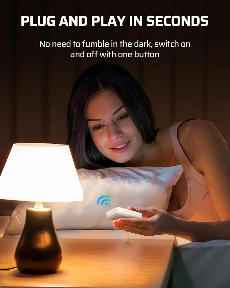 Indoor Wireless Power Switch with 100ft RF Range, Remote Control & Compact Size