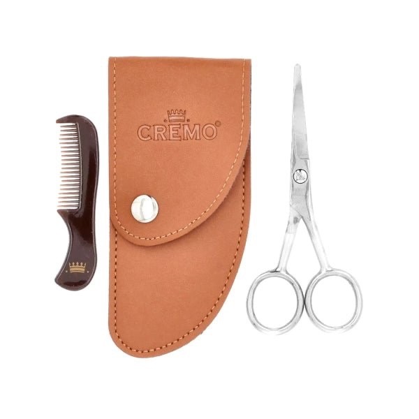 Cremo Beard Shears with Mini Comb and Case (3-Piece Set) High Quality Stainless