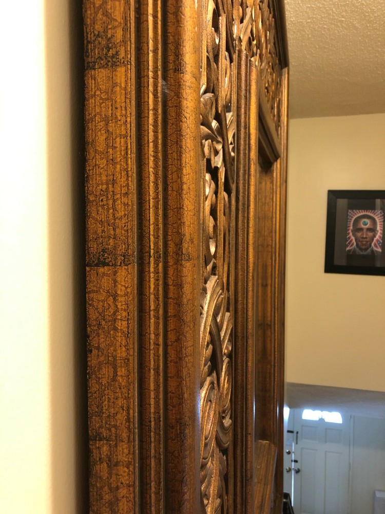 MASSIVE Balinese Style Art Deco Mirror, rustic bronze