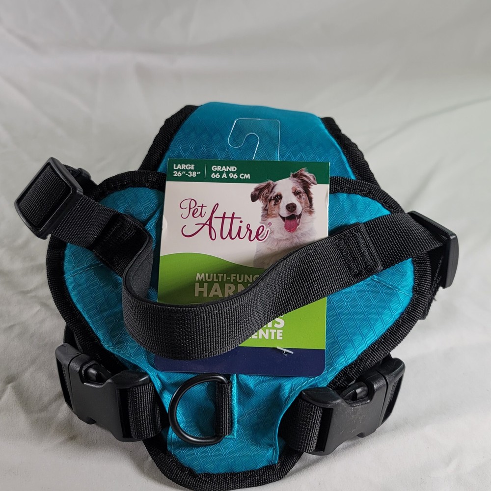 Pet Attire Multi-Function Harness - Teal/Blue - Size Large 26"-38"